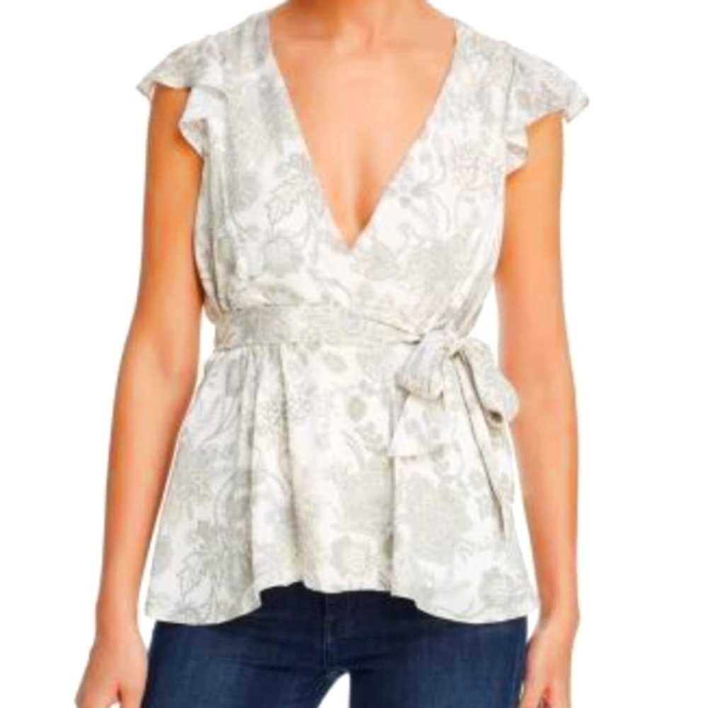 Elie Tahari "Rubi" Floral-Print Wrap Top